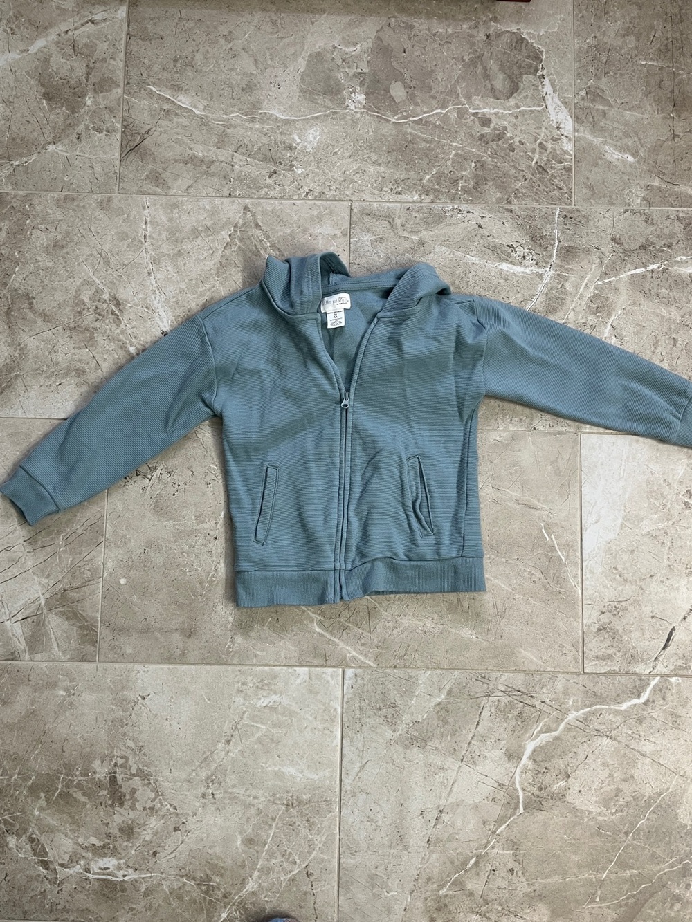 Kids Zip-Up Hoodie in Dusty Blue with Hood